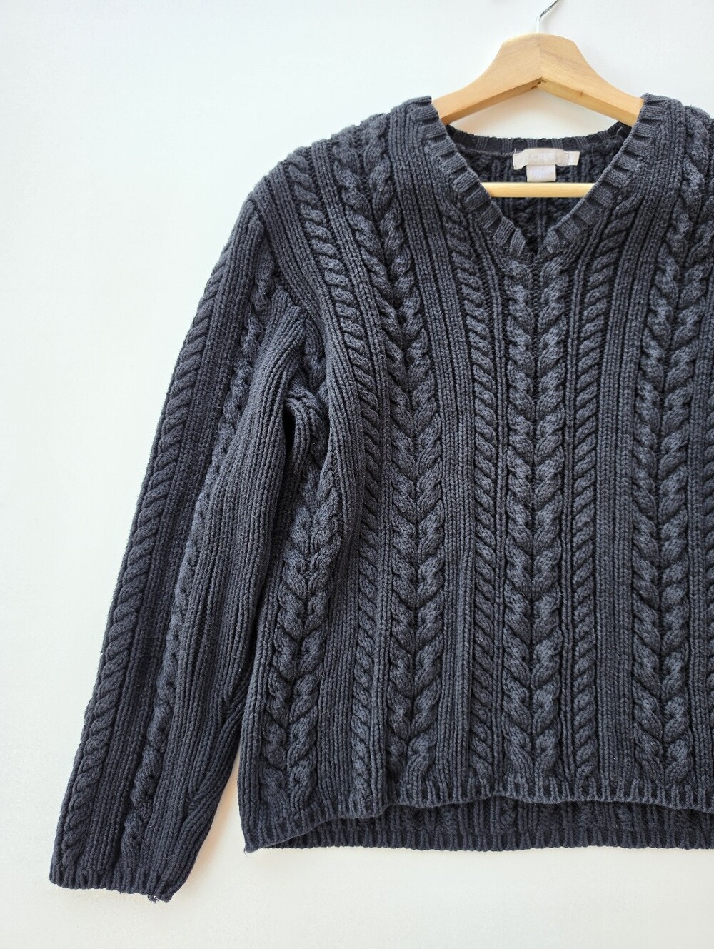 J. Crew Navy Cable Knit Chunky Cotton Sweater - Picture 3 of 5